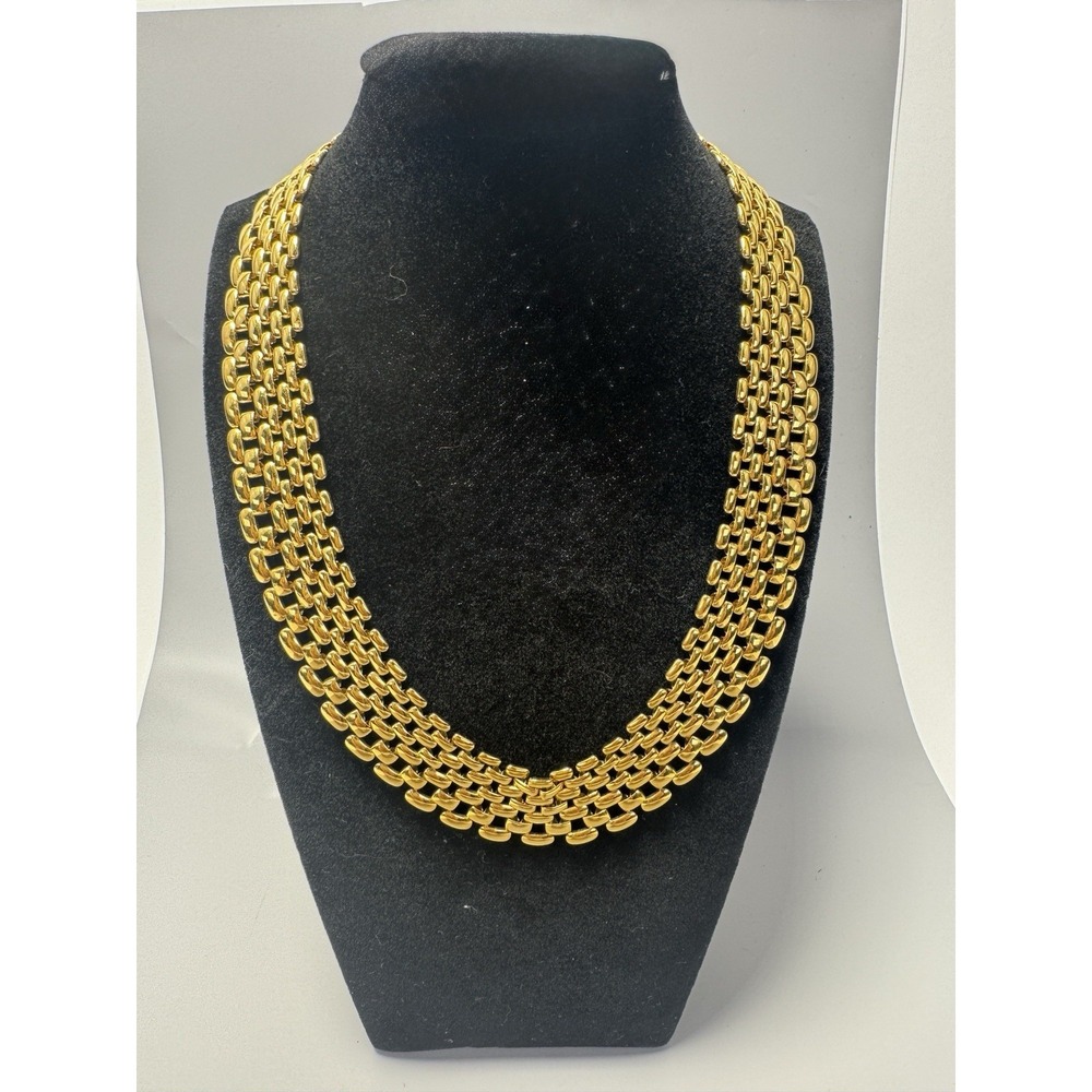 Napier Gold Tone Woven Multi Row Collar Necklace 16" 57.4g Vintage Signed